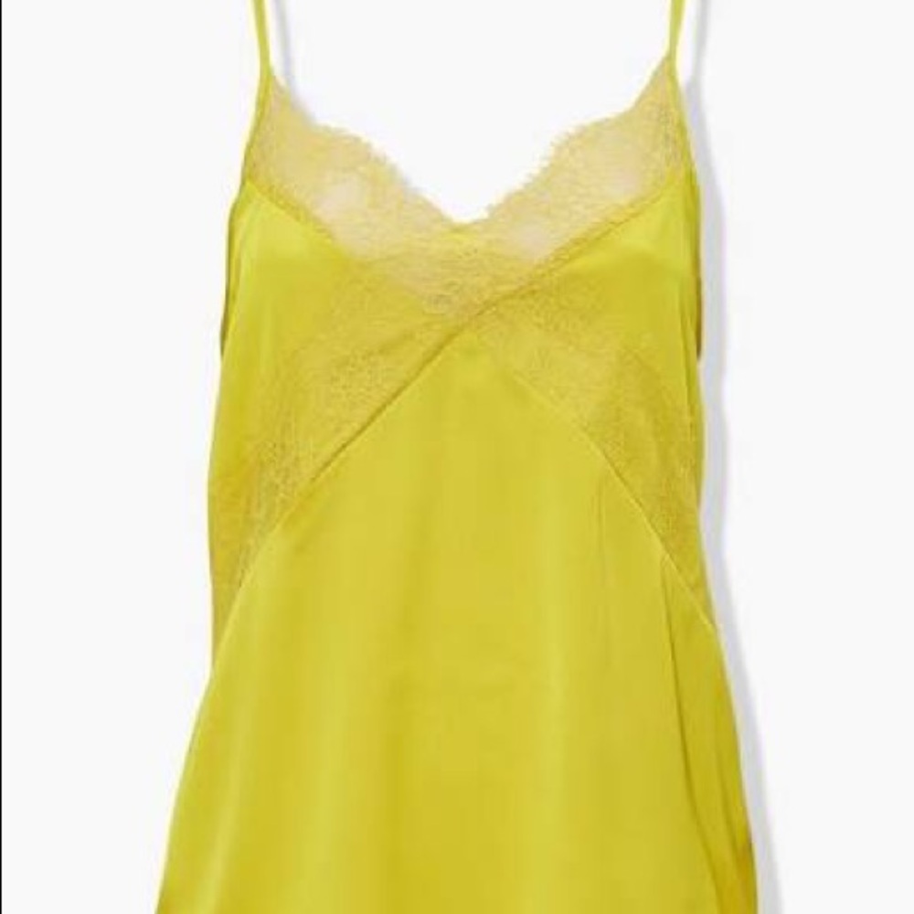 Yellow Green Satin Lace Camisole